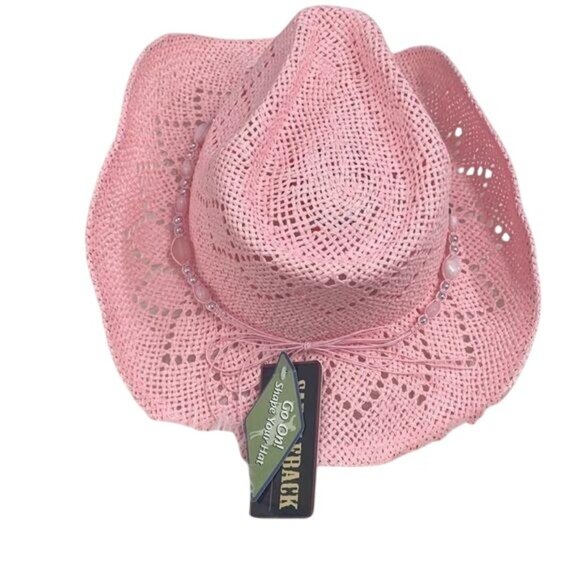 Pink Beaded Cowboy Hat Shapeable Brim Paper - Picture 3 of 4